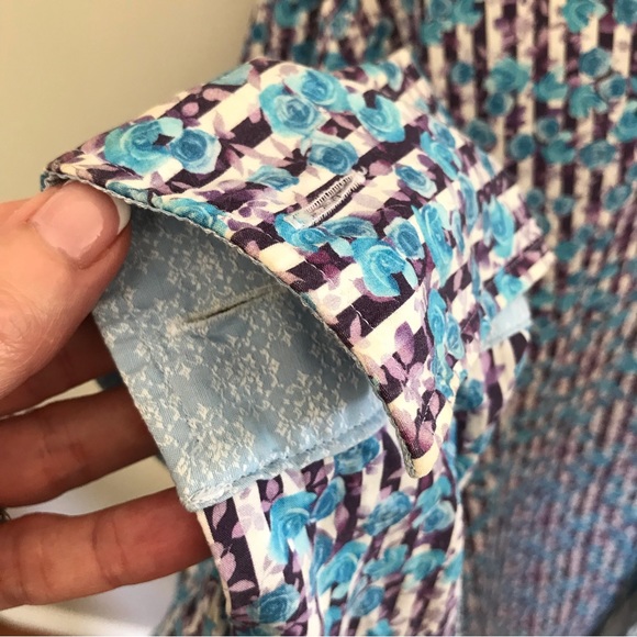 TED BAKER | Blue & Purple Button Down French Cuff L - Picture 9 of 11